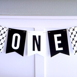 Printable Monochrome High Chair Banner One Pennant Banner Monochromatic ...