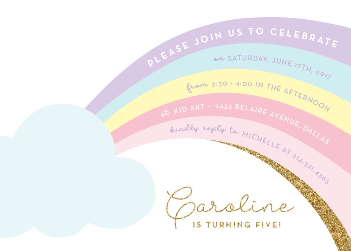 Printable Rainbow Baby Shower Invitation Pastel Rainbow - Etsy