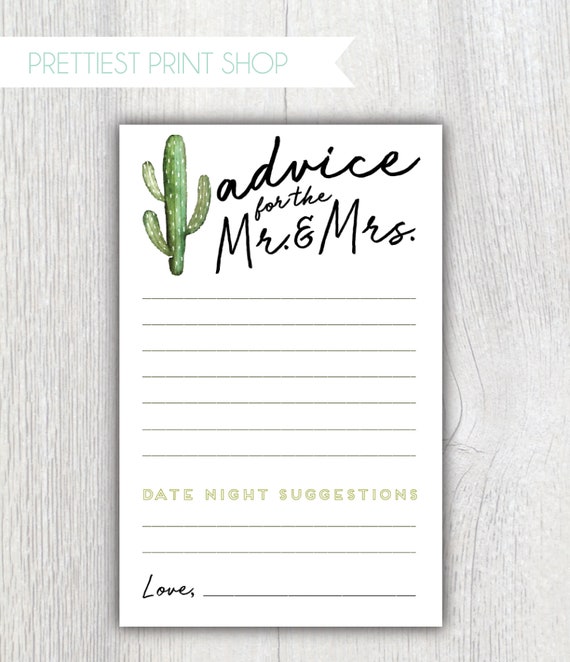 Printable bridal shower game - Advice for the Mr & Mrs Date night suggestions - Cactus Taco Cinco De Mayo Southwestern Fiesta - Customizable Il_570xn
