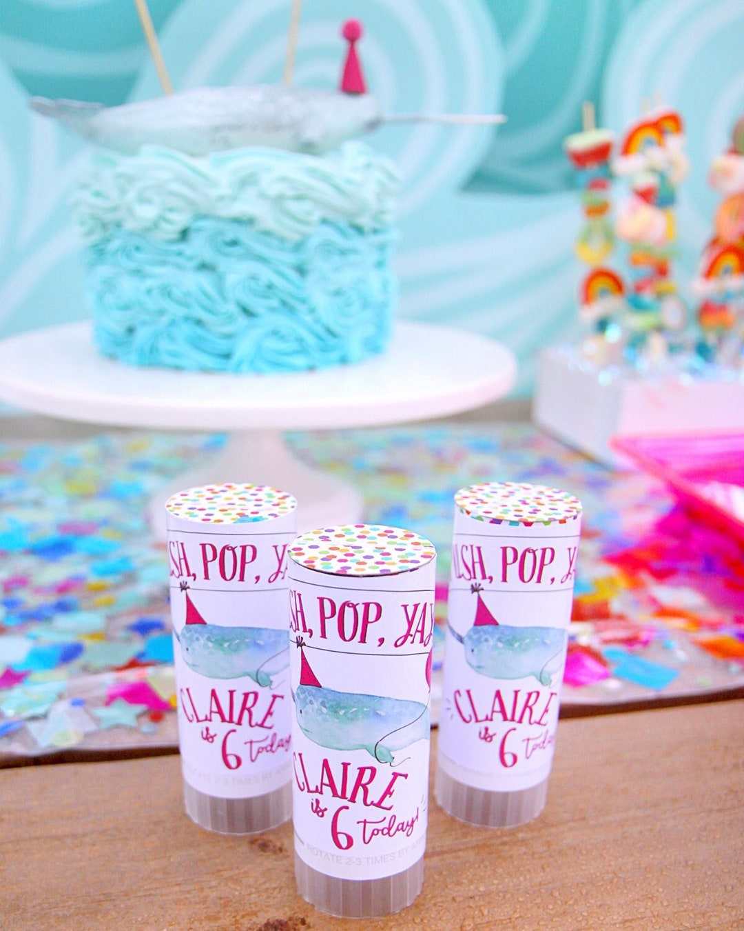 Confetti Popper Sticker Labels Party Like a Narwhal Party Animals ...