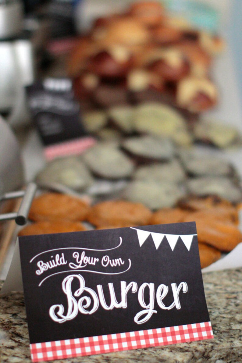 Printable Burger Bar Food Labels Build Your Own Burger Etsy