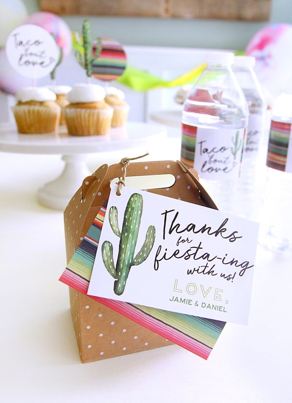 Taco Bout Love favor tags - Fiesta Party favor - Cactus Thank you tags - Baby shower - Bridal Shower - Southwest Serape - Customizable Il_570xn