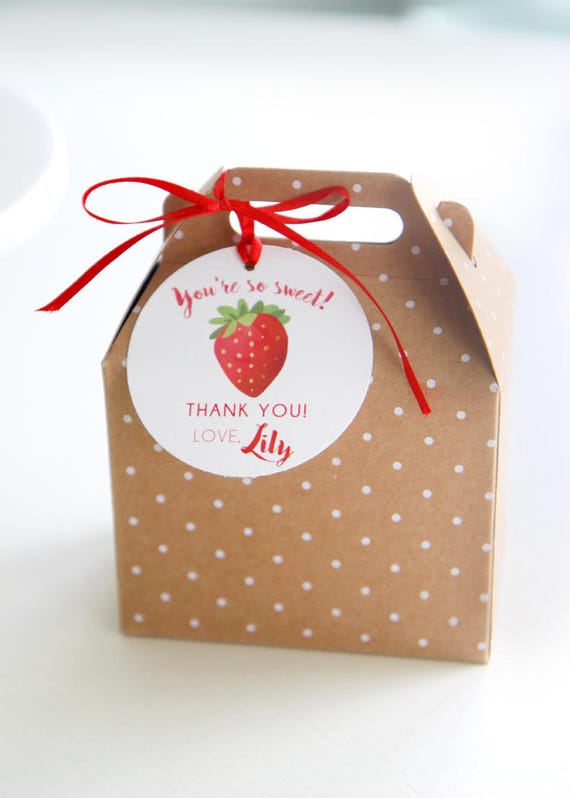 Printable Strawberry birthday party favor tags Berry sweet party