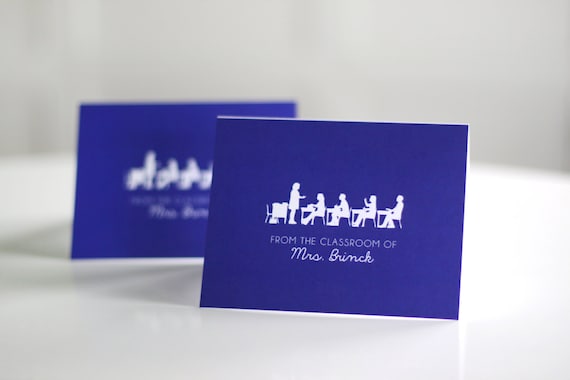 Personalized teacher stationery - Classroom silhouette notecards - From the classroom of notecards - Set of 10 - Teacher gift - Customizable Il_570xn