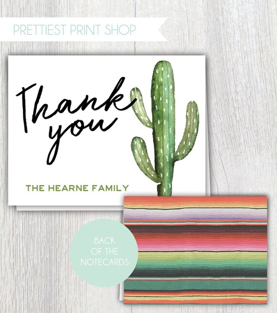 Printable Taco Bout Love thank you cards - Serape and Cactus Taco Party - Cinco De Mayo - Southwestern Fiesta shower notecards customizable Il_570xn
