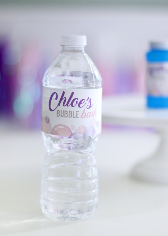 Bubble party water bottle labels Bubbles and Brunch Bubble bash