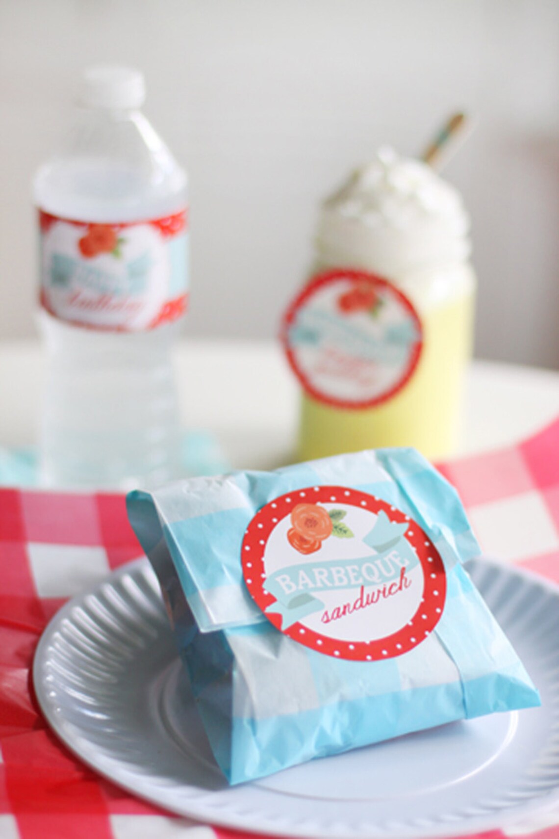 Printable Picnic Party Food Labels Floral Cabbage Roses Etsy