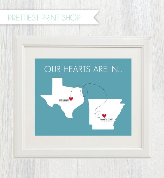 Printable long-distance grandparents/parents wall art - Our Hearts are in - Father's day gift - Grandparents gift - Customizable Il_570xn