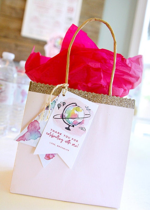 ONEderful World favor tags - Party favor - Thank you tags - Globe - Hot air balloon - Airplane - Travel - First birthday - Customizable Il_570xn