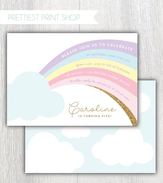 Anniversaire Arc En Ciel A Imprimer Invitation Arc En Ciel Etsy