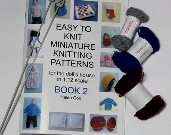 Easy to Knit Miniature Knitting Patterns for the Dolls House by Helen Cox - BOOK 2 - dollhouse knits in 1:12 scale