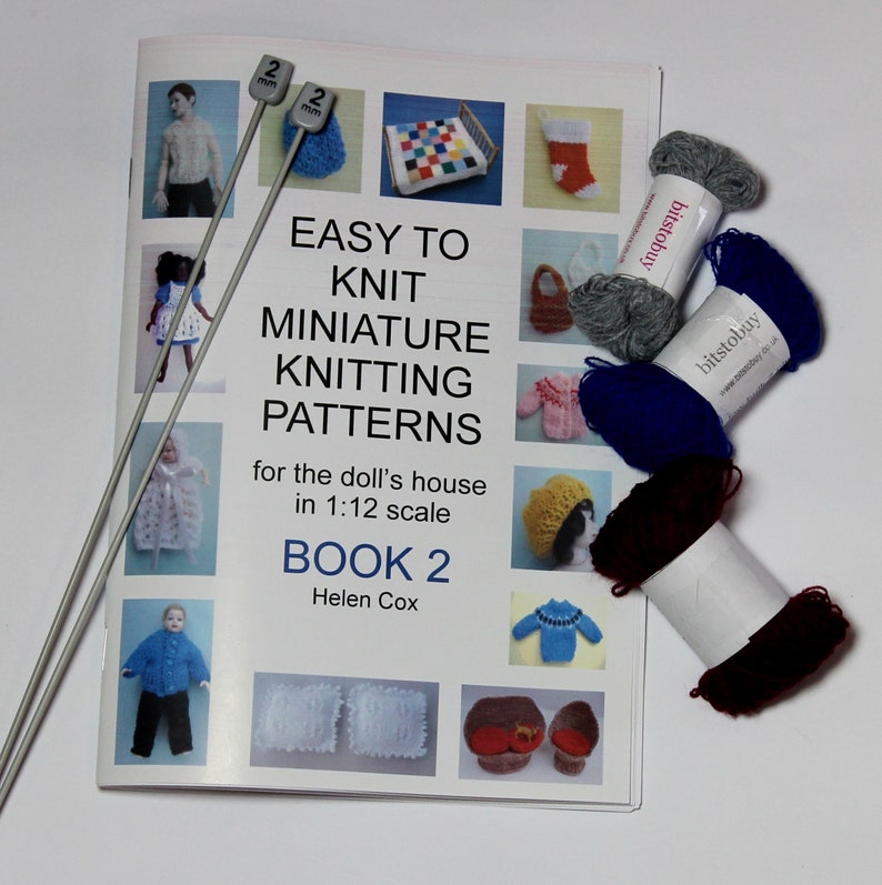 Easy to knit miniature knitting patterns for the dolls house by helen