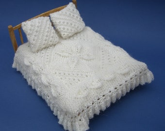 KIT for Heirloom Bedspread - miniature knitting pattern kit for dolls house/dollhouse in 1:12 scale