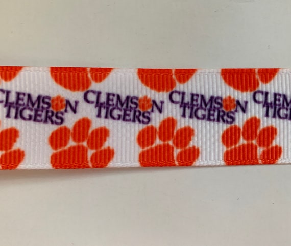 Clemson Tigers Paws Grosgrain Ribbon 78 Orange Purple
