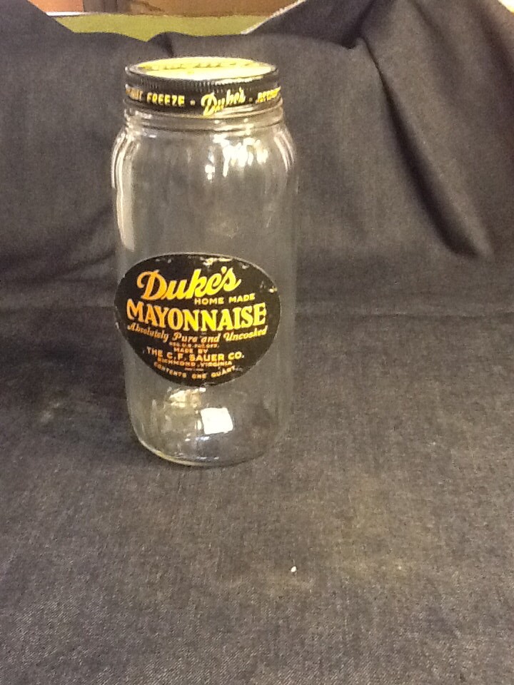 Vintage Duke Mayonaise Jar with lid and paper label Etsy