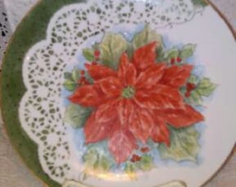 Hand painted china Christmas plate