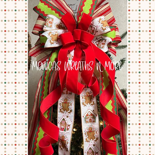Christmas Tree Topper Bow Etsy