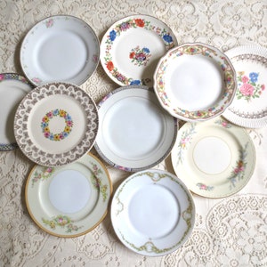 Lot of 10 China Small Plates Mix Match Victorian Dessert Plates. Tea Party Set, Bridal Shower, Alice in Wonderland Party Plates. Shabby Chic