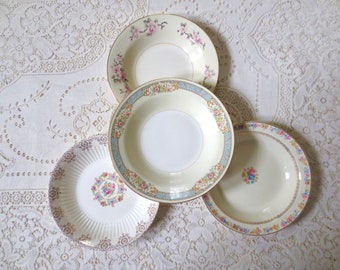 Mismatched Floral China Bowls. Salad Bowls, Cereal Bowls, Soup Bowls. China Bowls, China Set. Shabby Chic, Dinnerware. Alice in Wonderland