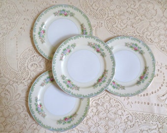 Vintage Salad Plates by Meito. Cottage Decor. Farmhouse Floral China. Shabby Chic Dishes. Dinnerware, Alice in Wonderland, Tea Party