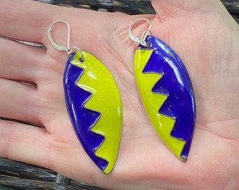 Funky Handmade Leaf Earrings - Bold Custom Drops with Colorful Abstract Shapes