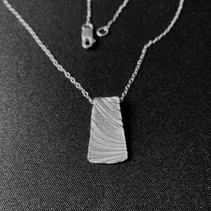 Unique Textured OOAK Fine Silver Necklace - Pendant Silver Square Necklace - Boho Necklace. Unique Petite