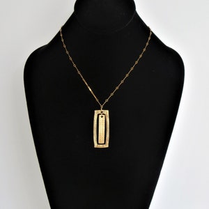 Square Gold Pendant - Gold Rectangle Necklace, Gold Charm Necklace, Layering Necklace, Gold Necklace, Rectangle Pendant Necklace, Unique