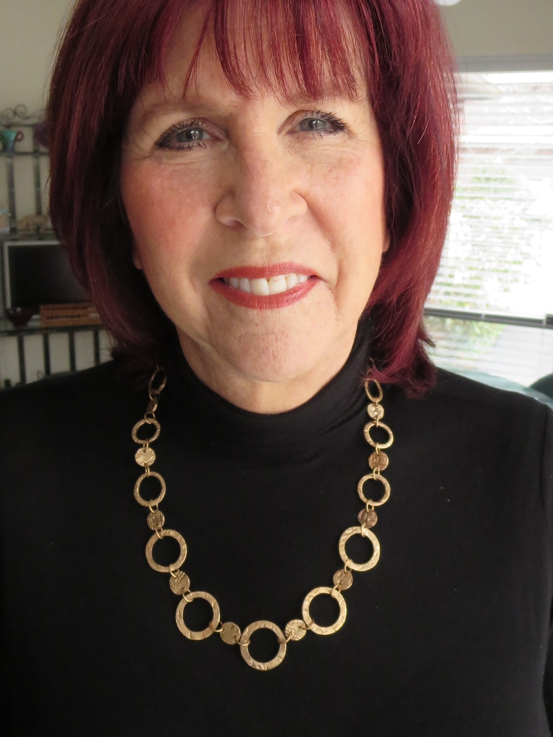 Gold Circle Necklace Bold Necklace Zen Circle Rustic Gold Necklace