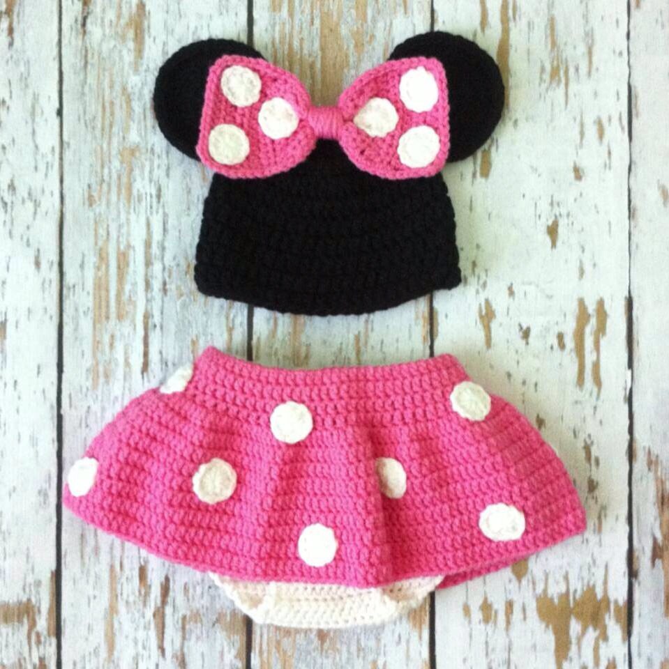 Pink Minni Mouse Crochet photo prop outfit 0-18 months | Etsy