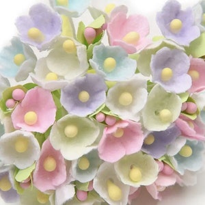 1 Forget-Me-Not Paper Flower Bouquet/Pick/Spray -Vintage Style Millinery Flowers -Pastel Mix -Spring Crafts DollHouse Miniature-Floral Crown