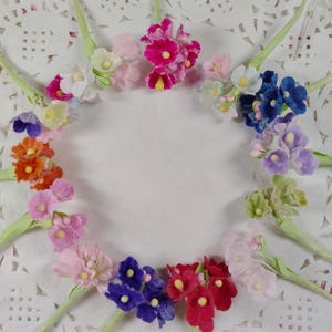 13 Pc Sampler Vintage Forget-Me-Not VARIETY MIXED COLORS | Mini Bouquets -Vintage Millinery Style- Spring/DollHouse Miniature or Teddy Bears