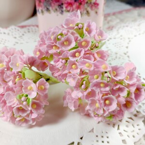 3 Forget-Me-Not Flowers Sprays | PINK | Vintage Style Millinery Flowers | Shabby Chic Floral Bouquet DollHouse Miniature |  Mom Gift for her