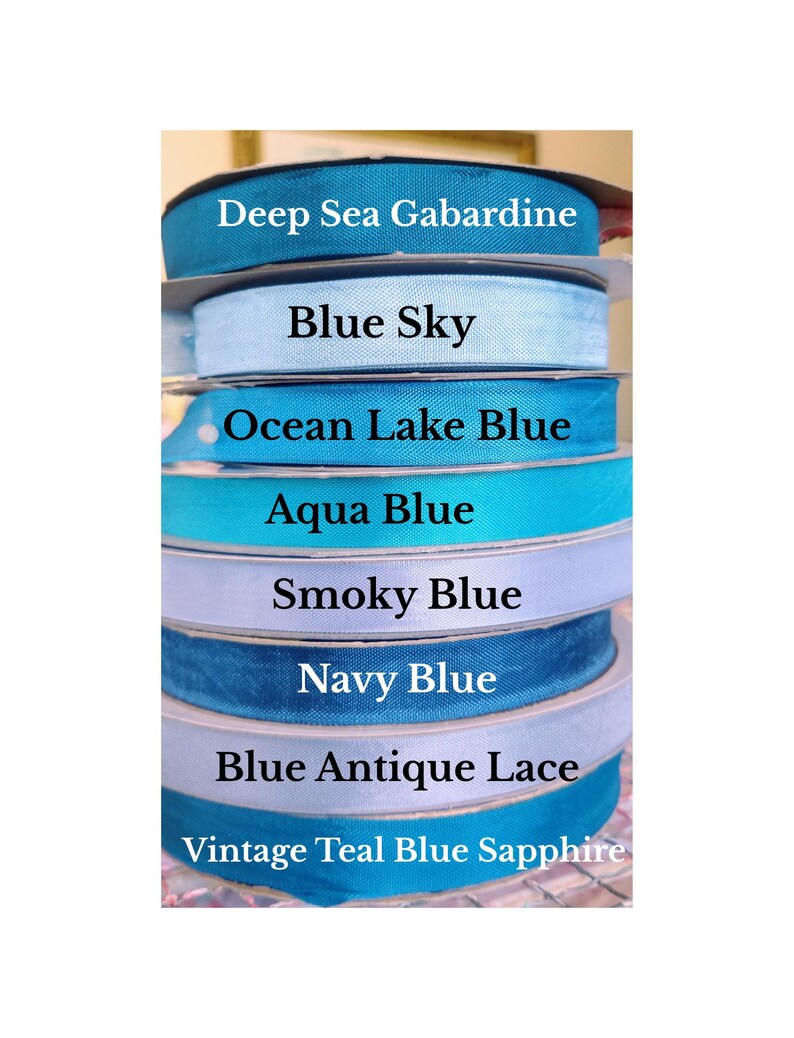Ocean Blue Lake Seam Binding Ribbon 6+ Yards / Crinkle Wrinkle Satin ...