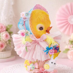 Vintage Style Bump Chenille Chick Figure – Easter Spring Decor, Tier Tray Spring Accents - Kitsch Kitschy Home Decor or Kawaii Style image 3