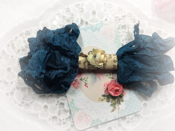 Dark Teal Seam Binding Ribbon - Crinkle Wrinkle Satin - Crafting Card Making Gift Tag Paper Craft Embellishment Scrapbook Journal Planner Il_570xn