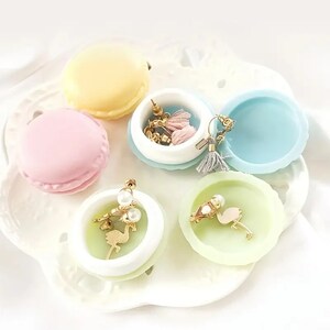 Macaron Shape Pill Jewelry Box or Small Coin Purse Fake Bakery Pastel Pastries Crafting DIY Faux Candy Sweet Shop Cabochon Container image 4