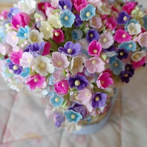 1 Forget-Me-Not Flowers Sprays | BRIGHT MIX | Vintage Style Millinery Flowers | Shabby Chic Floral Bouquet DollHouse Miniatures | Gifts