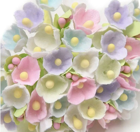 9 Forget Me Not Bouquets/Picks/Sprays -Vintage Retro Style Millinery Flowers - Pastel Mix - Spring Crafts DollHouse Miniature-Floral Crowns Il_570xn