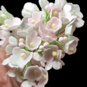 1 Forget-Me-Not Paper Flower PINK/WHITE Bouquet/Pick/Sprays-Vintage Millinery Style- Spring Flower- DollHouse Miniature- Flower Floral Crown