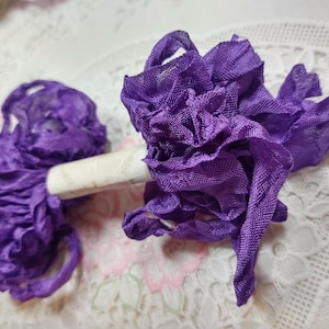 Purple Seam Binding Ribbon 6+ Yard / Crinkle Wrinkle Satin Ribbon Crafting Card Making Gift Tag Embellishment for Scrapbook Journal Planner