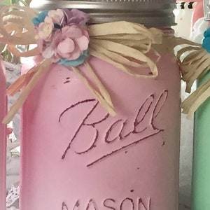 Shabby Chic Painted Mason Jars  Centerpieces  Home Decor Pink
