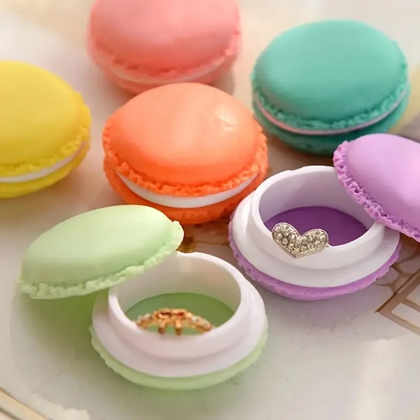 Macaron Shape Pill Jewelry Box or Small Coin Purse - Fake Bakery Pastel Pastries - Crafting DIY - Faux Candy Sweet Shop Cabochon Container