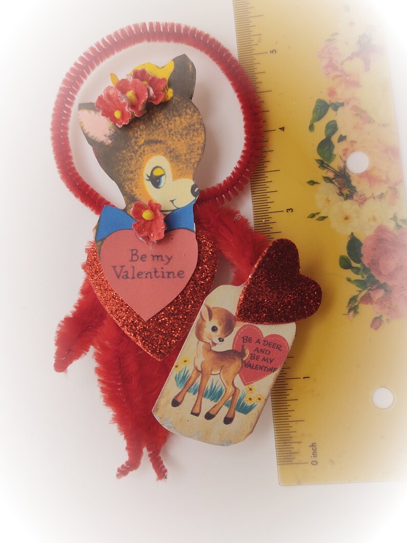 Deer Reindeer Pipe Cleaner Vintage Style Valentines Day Ornament Christmas Tree Decoration Bump Chenille Ornament Gift Topper Tag Bild 2