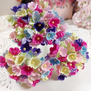 3 Forget-Me-Not Flowers Sprays | BRIGHT MIX | Vintage Style Millinery Flowers | Shabby Chic Floral Bouquet DollHouse Miniatures | Gifts