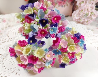 3 Forget-Me-Not Flower Sprays | BRIGHT MIX | Vintage Style Millinery Flowers | Shabby Chic Floral Bouquet DollHouse Miniatures | Gifts