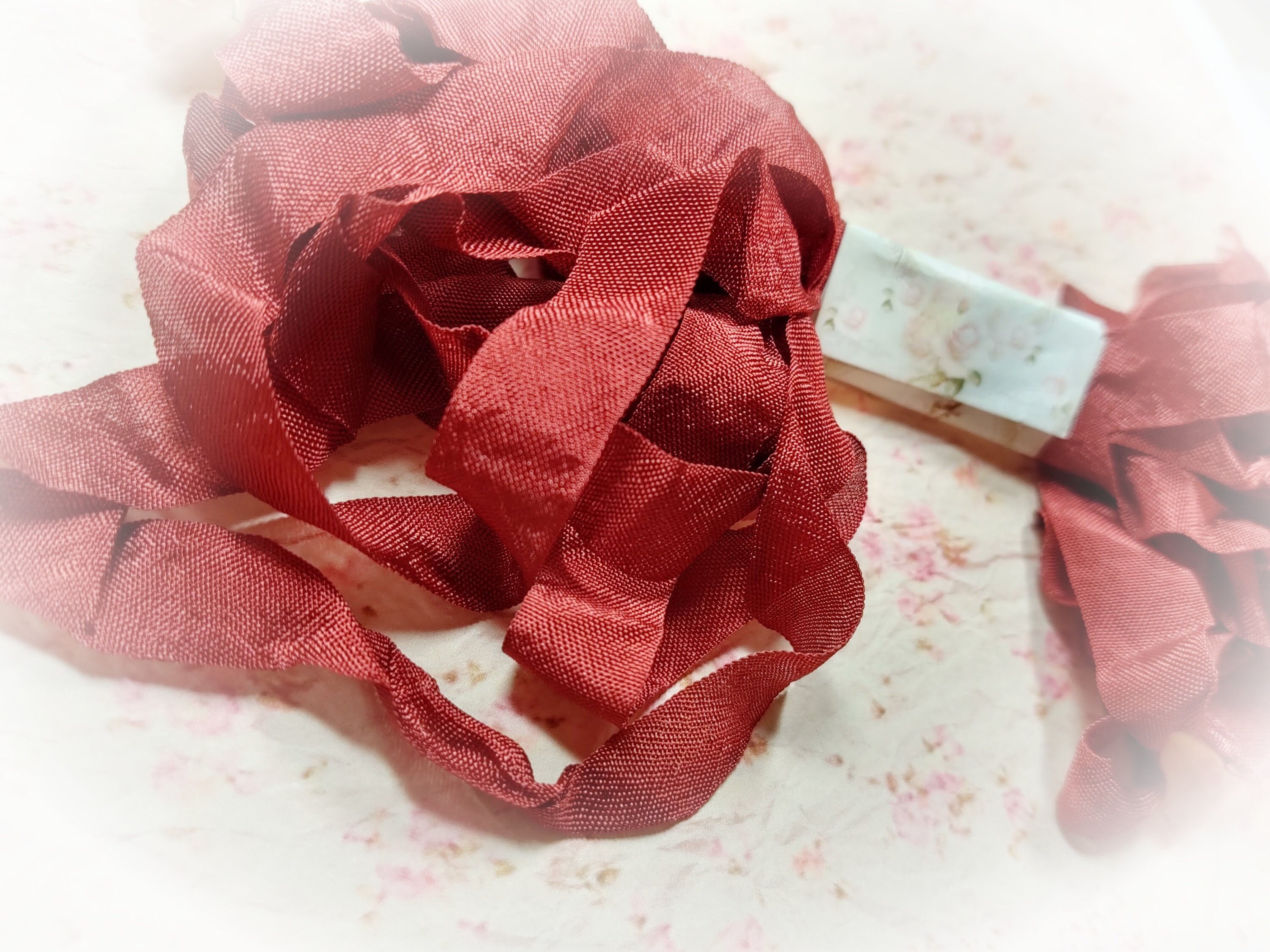 Brick Rust Red Seam Binding Ribbon 6+ Yards / Crinkle Wrinkle Satin ...