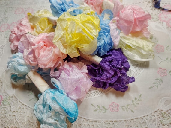 Hug Snug Hand Dyed Seam Binding Ribbon - Wrinkled Crinkle Ribbon - Pink Blue Purple Lavender Yellow Green Ribbon YOU CHOOSE COLOR - 6 Yards Il_570xn