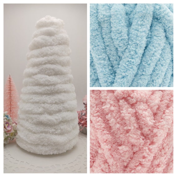 Chenille Shabby Chic Christmas/Valentine Tree - White, Pink or Blue Trees -Shabby Chic Christmas Decor- Undecorated Tree -Table Decor - Gift Il_570xn