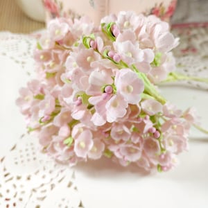 1 Forget-Me-Not Flower Spray | LIGHT PINK | Vintage Style Millinery Old Fashioned | Shabby Chic Floral Bouquet DollHouse Miniatures Gift