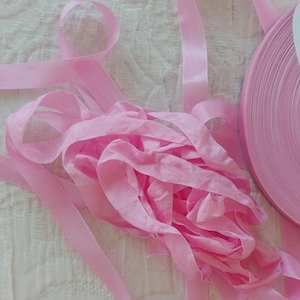 Pretty in Pink Seam Binding Ribbon 6+ Yards | Crinkle Wrinkle Satin Crafting Ribbon Card Making Gift Tag Planner Scrapbook Journal Supply